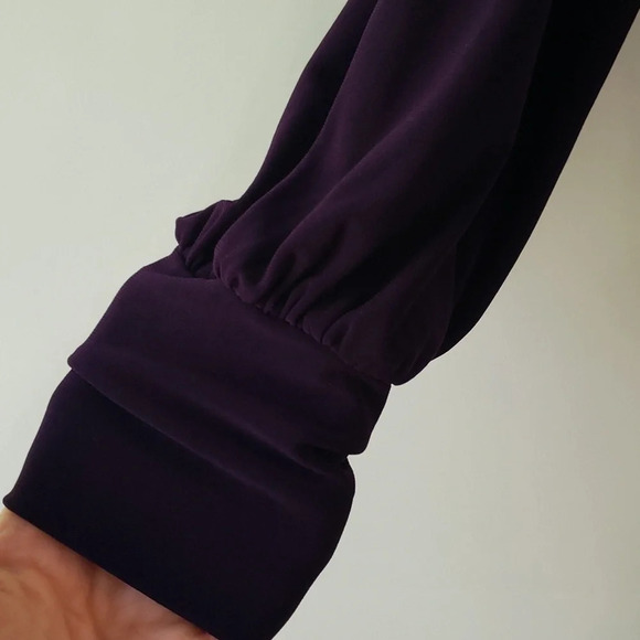 Nikki Poulos Jumpsuit Long Sleeved Pockets Belt Elastic Waist Wine Merlot Small - Picture 8 of 16